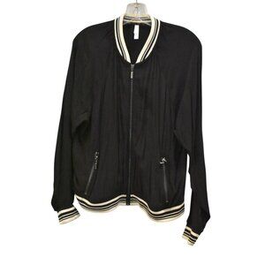 Women's Xhilaration Rayon Black Bomber Full Zip Jacket Size XL
